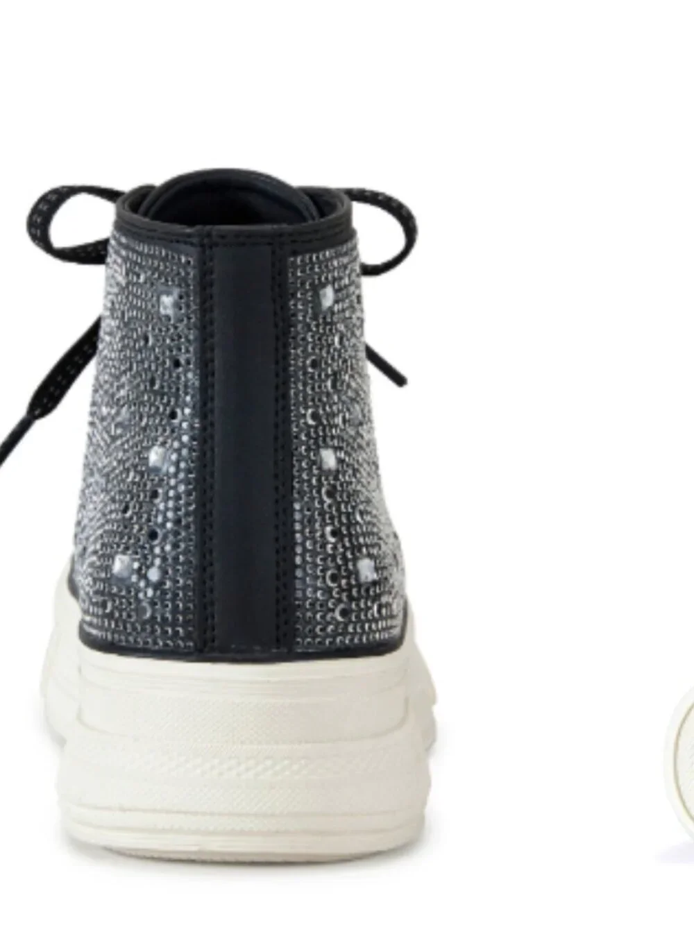 Women's High-Top Glitter Canvas Sneakers - Black